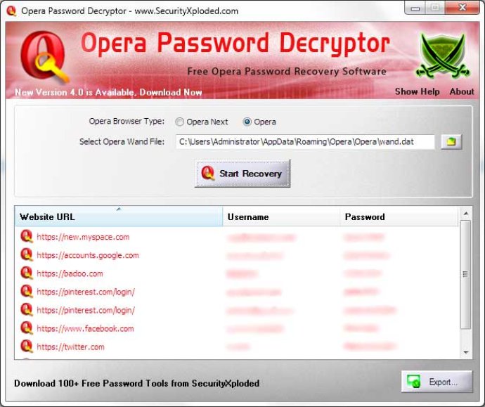 Password Decryptor for Opera Browser