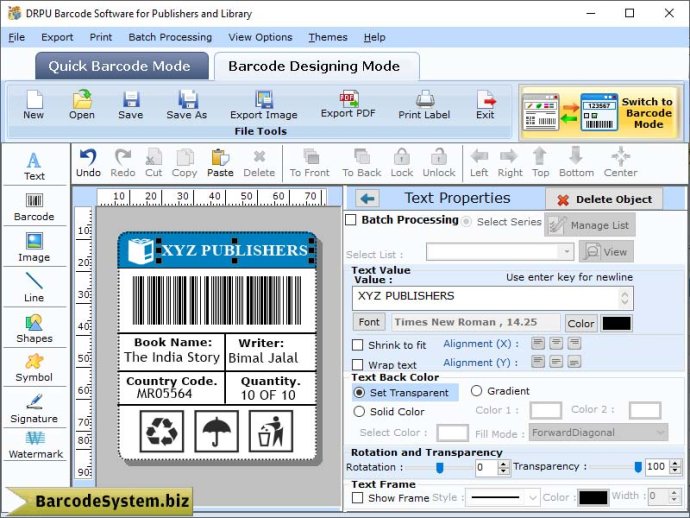 Publisher Barcode Tool