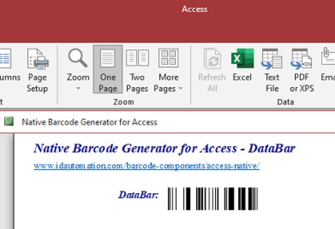 Access GS1 DataBar Barcode Generator