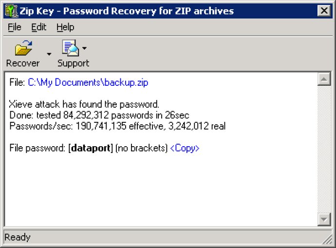 Zip Password Recovery Key