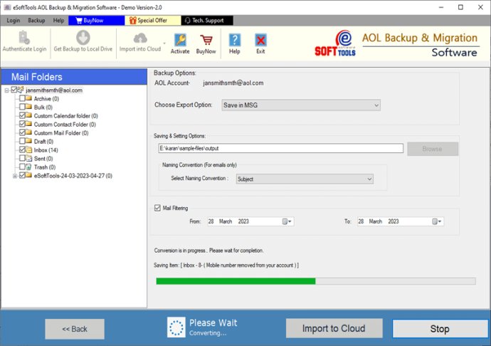 eSoftTools AOL Backup and Migration tool