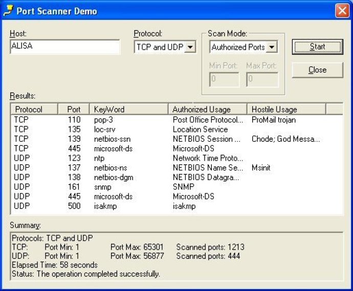 Port Scanner ActiveX Control