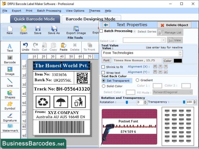 Download Postnet Barcode Maker Tool