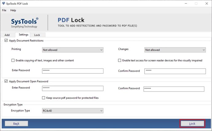 SysTools PDF Lock