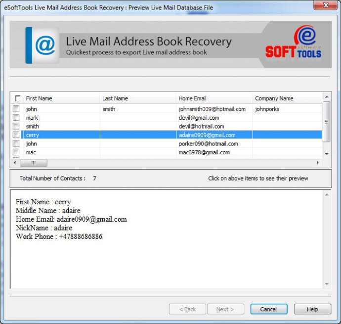 Live Mail Contacts Converter