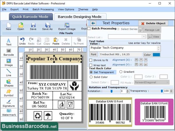 Generating Business Barcode Software