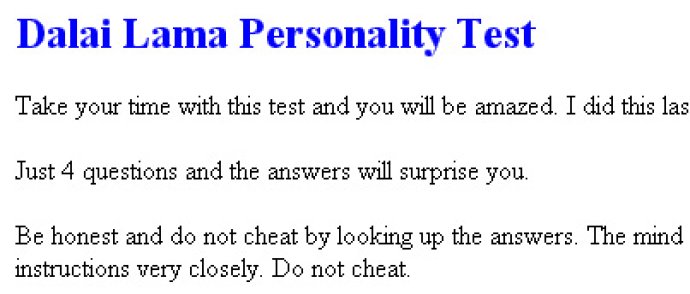 Tibetian Personality Test