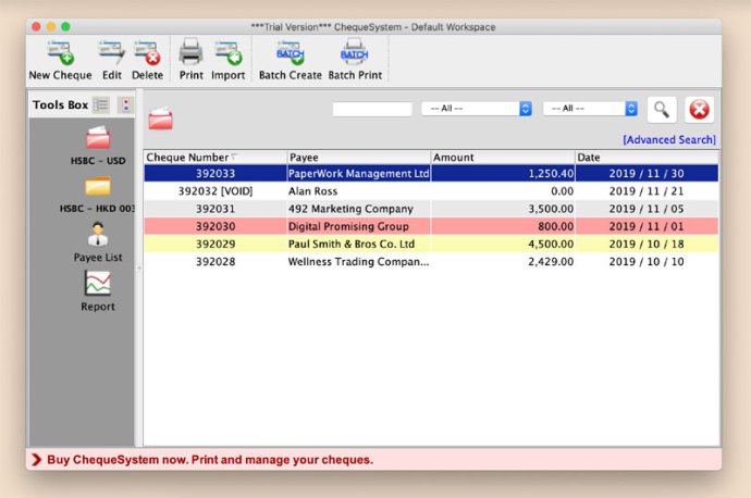 ChequeSystem Software for Mac ChequeSystem Software for Mac