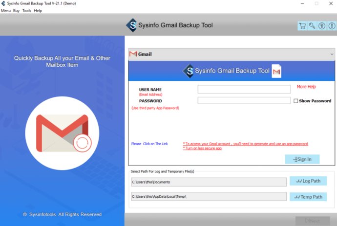 SysInfo Gmail Backup Tool