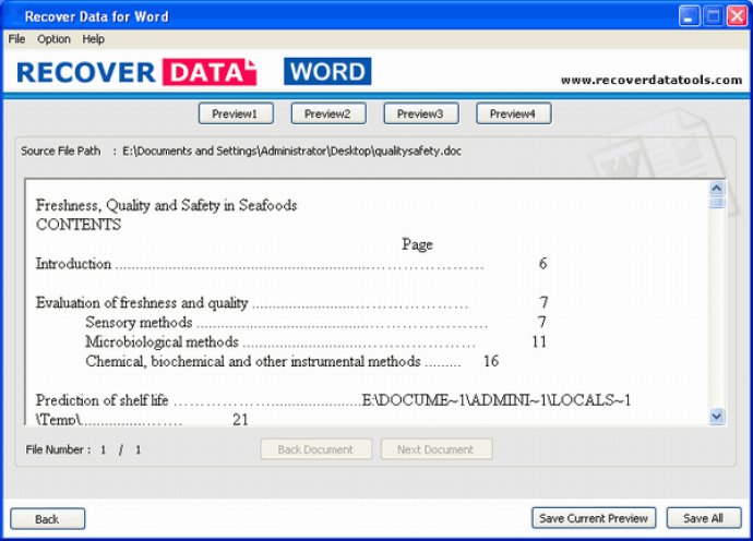 Recover Data for Word