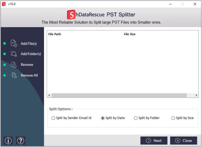 ShDataRescue PST Splitter Software