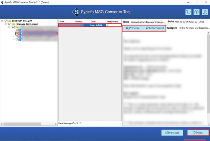 Sysinfo MSG to PST Converter