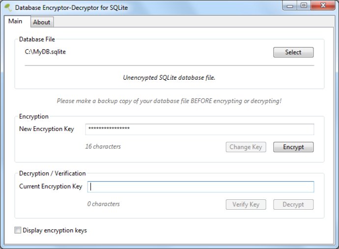Database Encryptor/Decryptor for SQLite