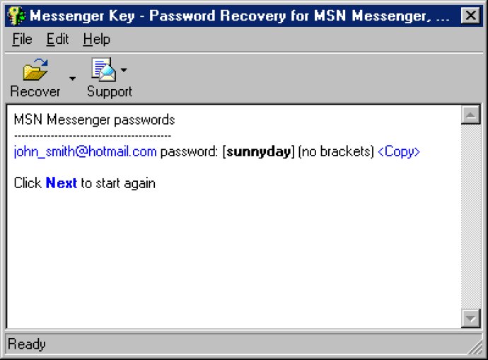 Messenger Password Recovery Key