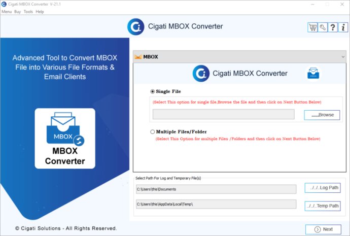 Cigati MBOX Converter Tool