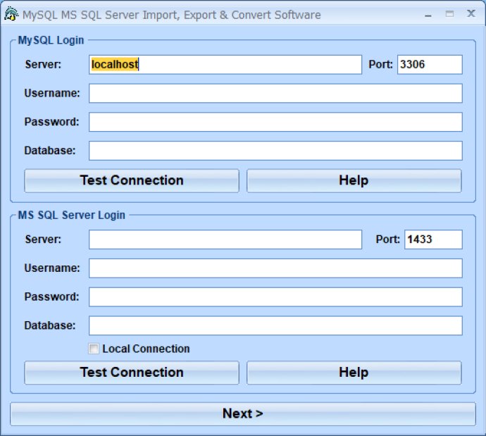 MySQL MS SQL Server Import, Export & Convert Software