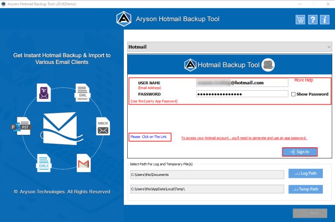 Hotmail Backup Utility