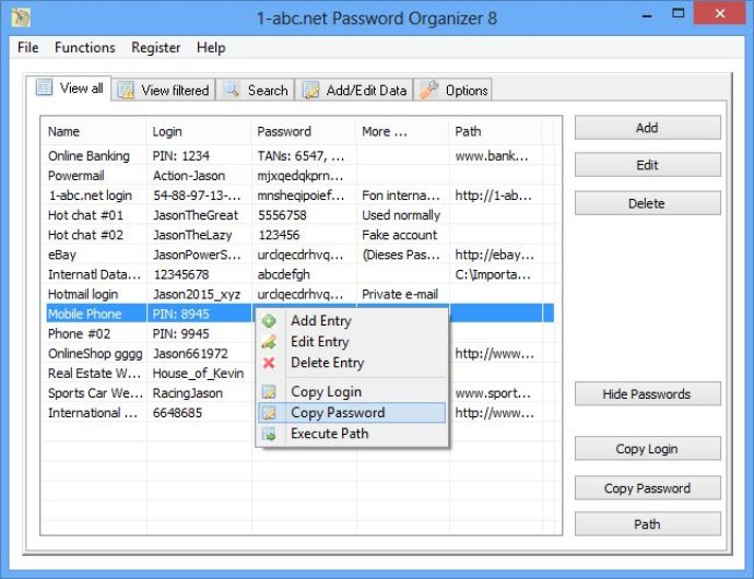 1-abc.net Password Organizer