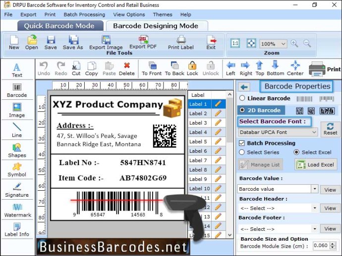 Asset Tracking Databar UPCA Barcode