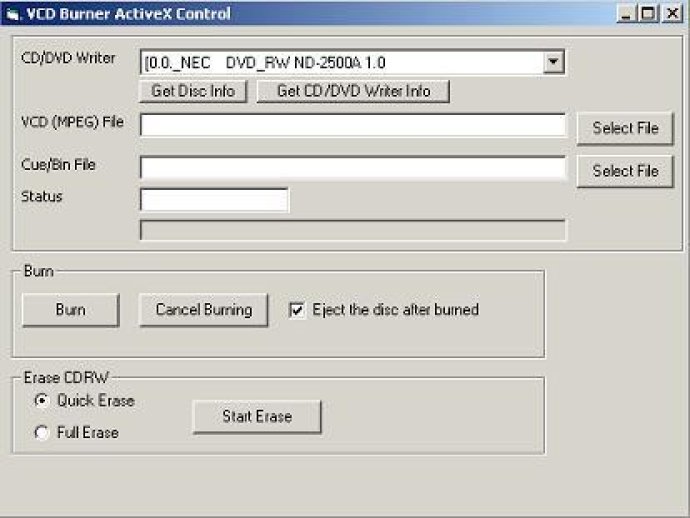 VCD Burner ActiveX Control