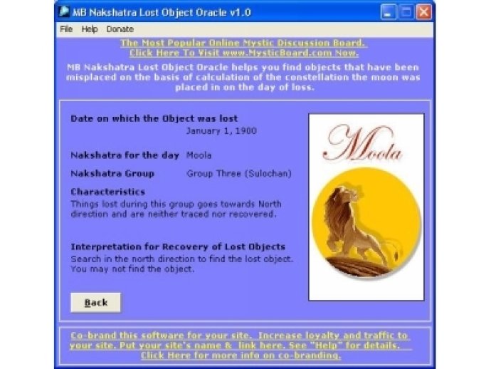 MB Nakshatra Lost Object Oracle