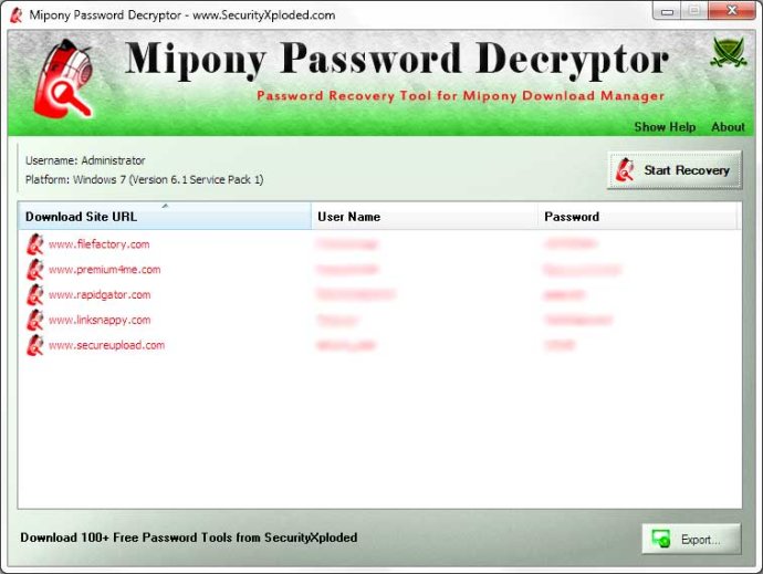 Password Decryptor for Mipony