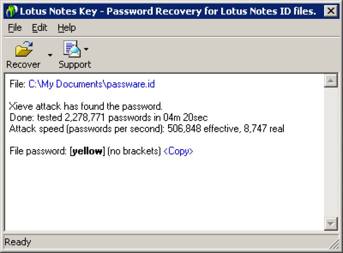 Lotus Notes Password Recovery Key