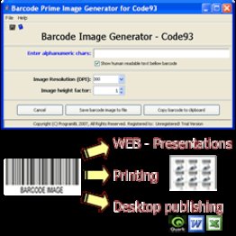 Code93 barcode prime image generator