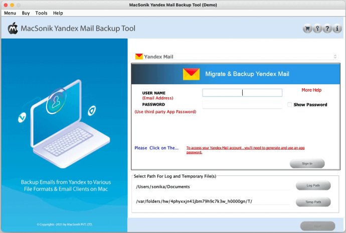 MacSonik Yandex Mail Backup Tool