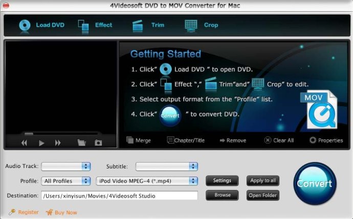 4Videosoft DVD to MOV Converter for Mac
