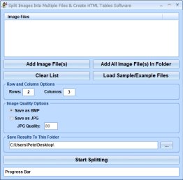Split Images Into Multiple Files & Create HTML Tables Software