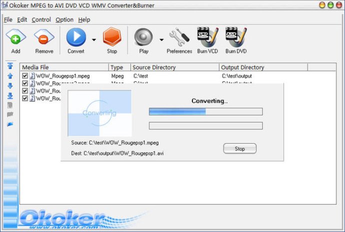 Okoker MPEG to AVI DVD VCD WMV Converter