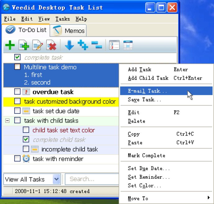 Veedid Desktop Task List