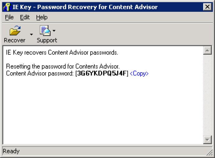 Internet Explorer Password Recovery Key