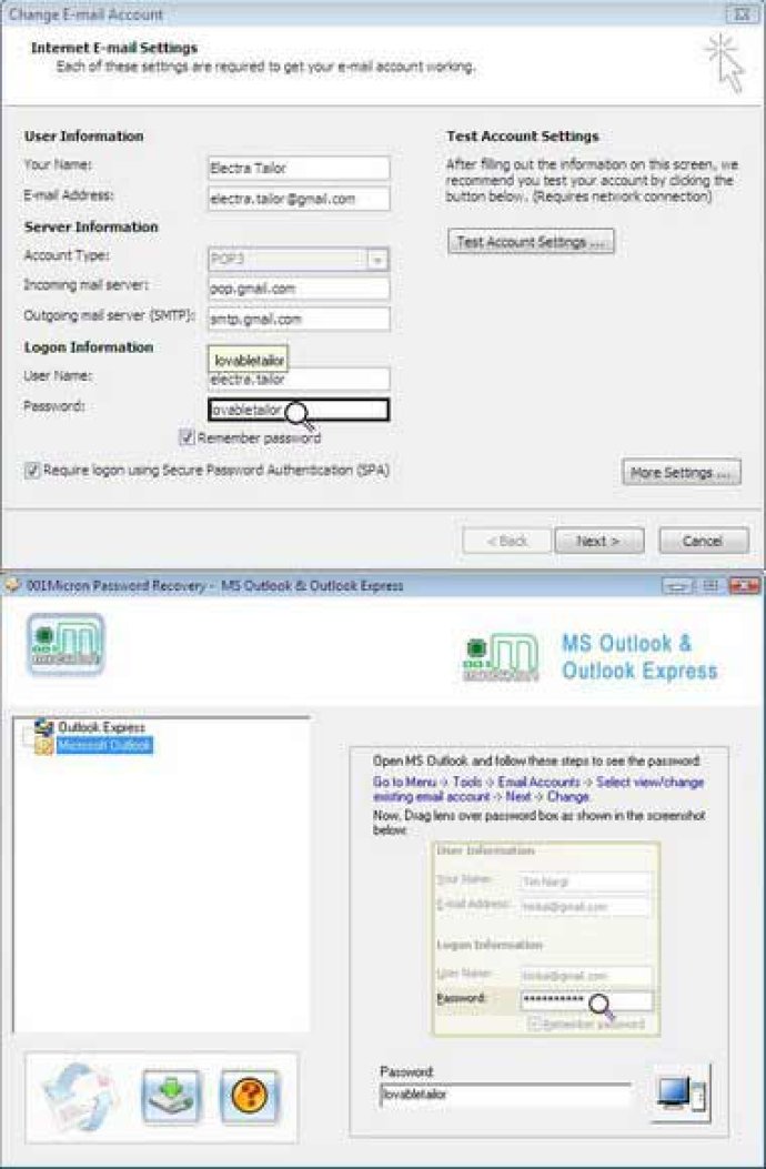 Outlook Express Password Unmask Tool
