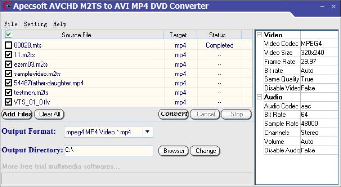 ApecSoft M2TS to AVI MP4 DVD Converter