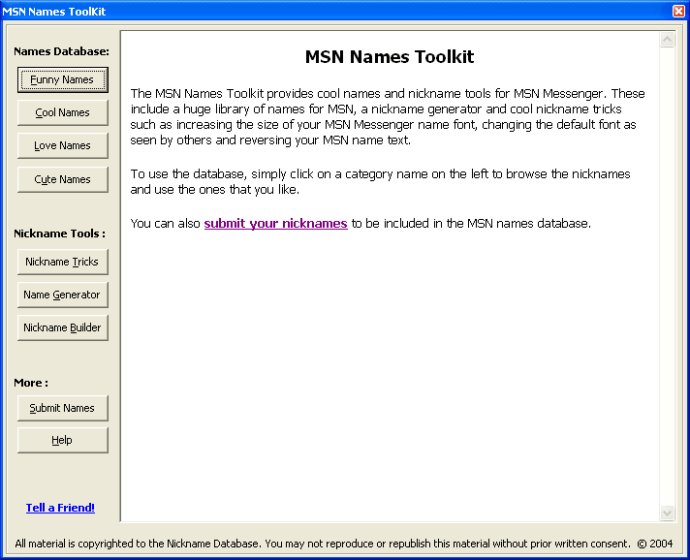 MSN Names Toolkit