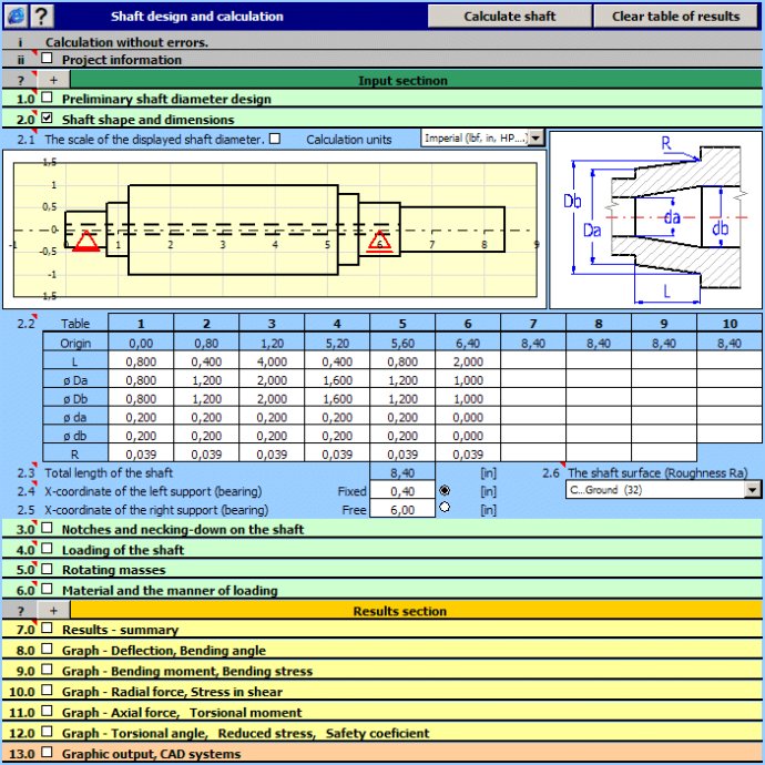 MITCalc Shafts Calculation MITCalc Shafts Calculation