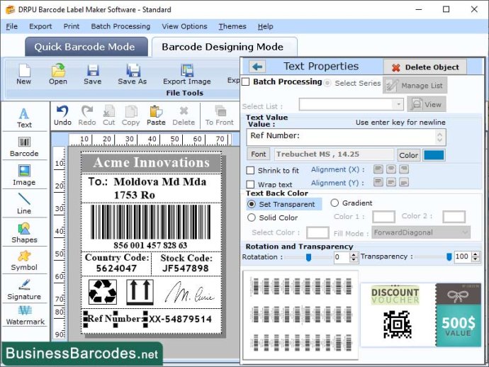 Integrated Barcode Maker Software
