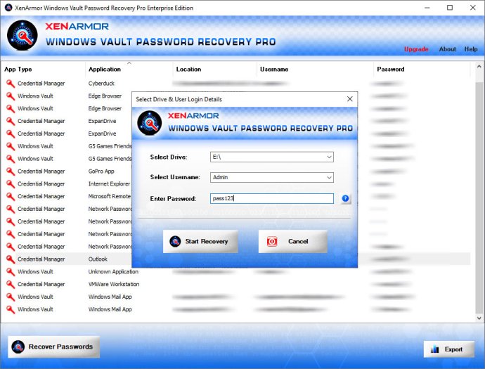 XenArmor Windows Vault Password Recovery