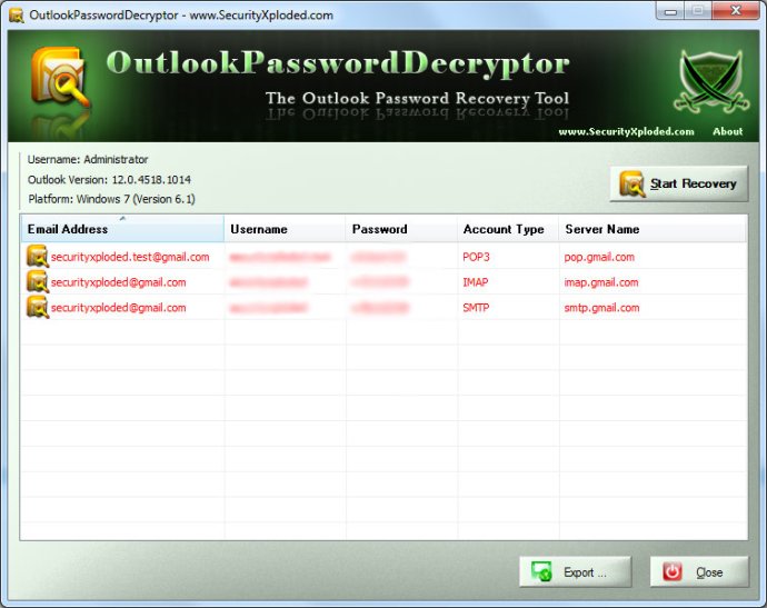 Password Decryptor for Outlook