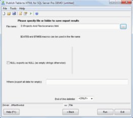 Publish Table to HTML for SQL Server