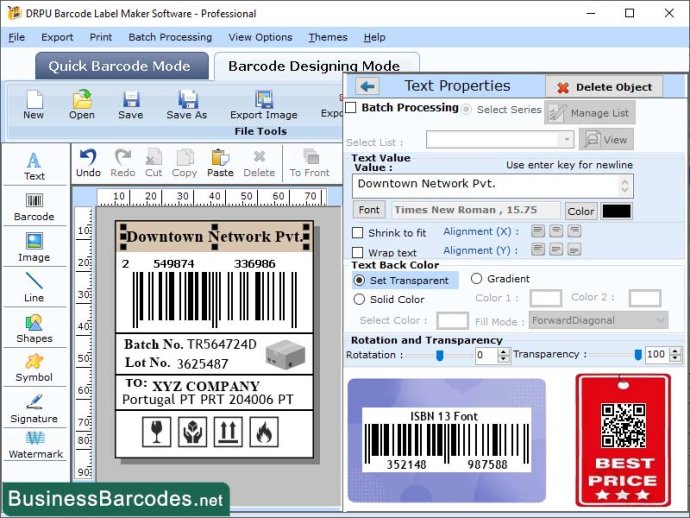 Readable ISBN-13 Barcode Printing App