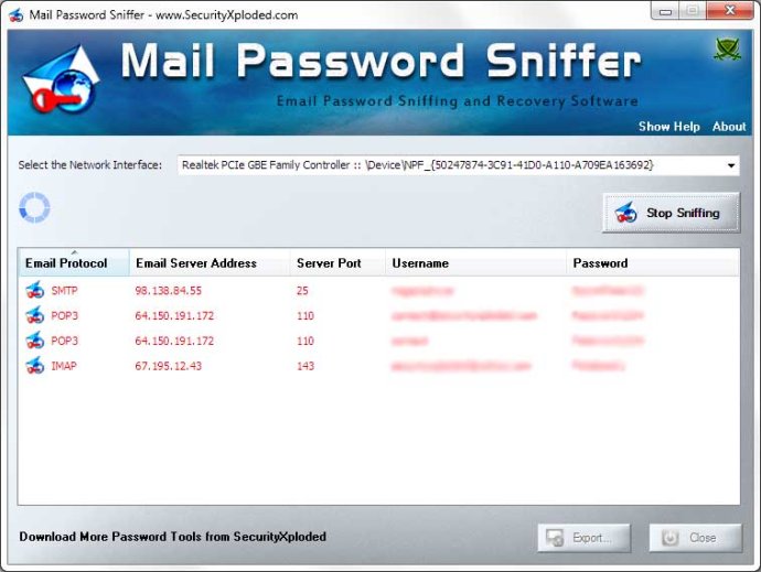 Mail Password Sniffer