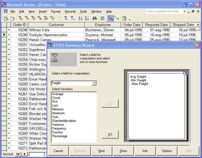 4TOPS Data Analysis for MS Access XP/03