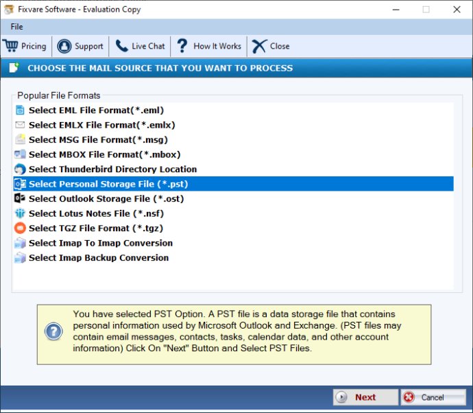 FixVare PST to MHTML Converter