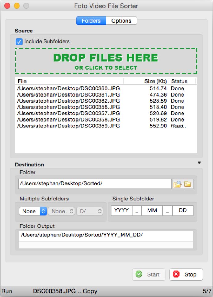 Foto Video File Sorter for Mac OSX