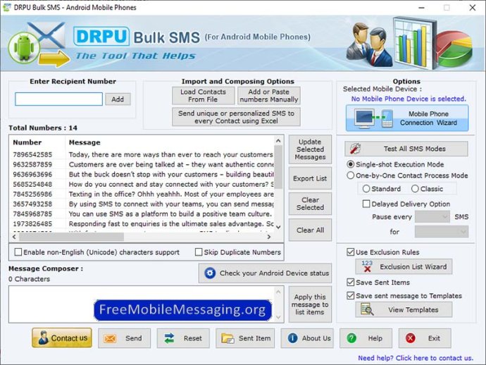 Bulk SMS Software for Android Mobile Pho