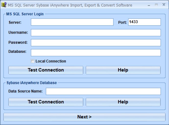 MS SQL Server Sybase iAnywhere Import, Export & Convert Software
