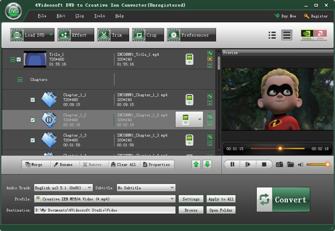 4Videosoft DVD to Creative Zen Converter